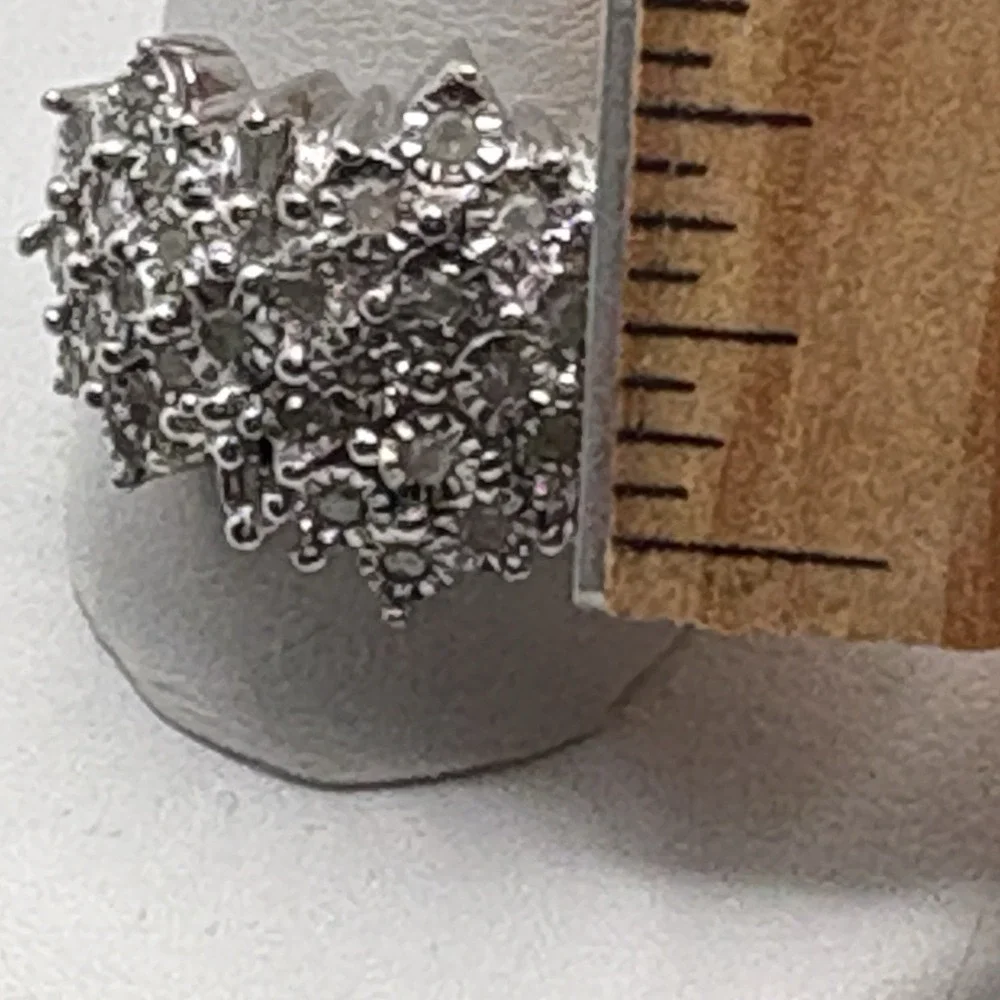 JTV Sterling Silver Natural Diamond Ring Size 12 Cocktail Cluster Holiday READ